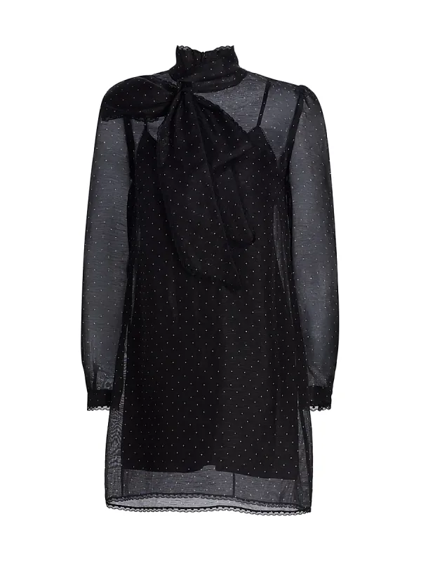 Dream Polka Dot Tieneck Minidress