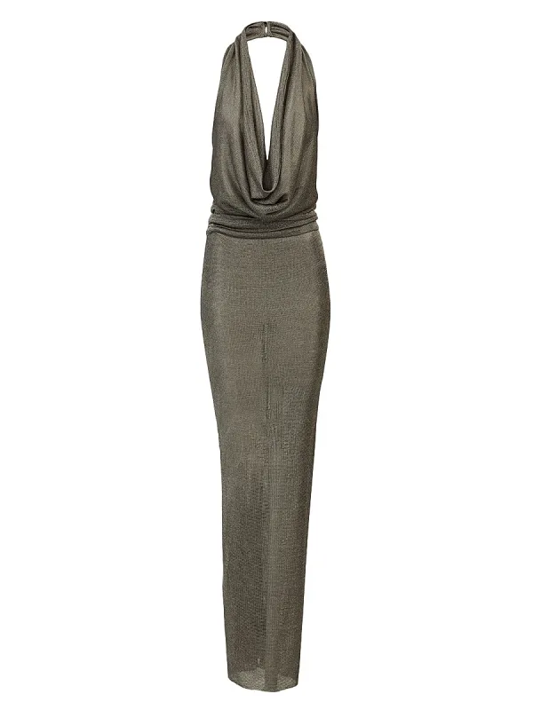 Agel Plunging Halterneck Maxi Dress