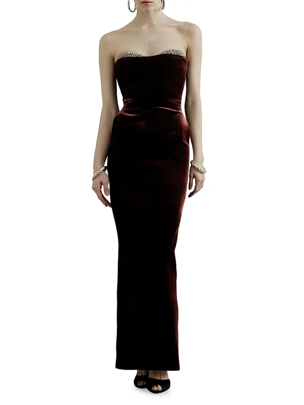 Noelie Rhinestone Velvet Gown by The New Arrivals Ilkyaz Ozel