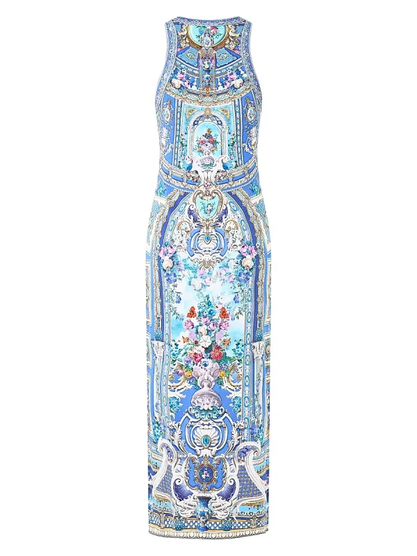 Ottoman-Print Jersey Tank Dress