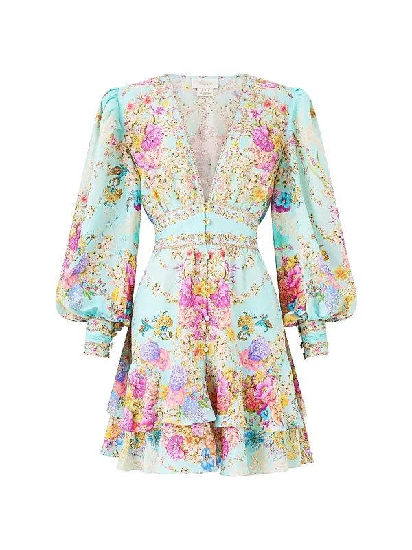 Floral Linen-Blend Minidress