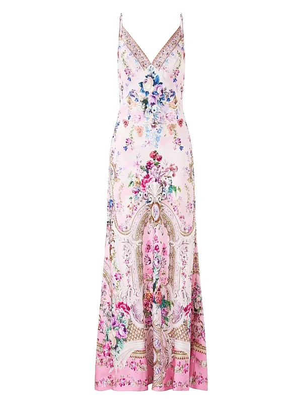 Bias-Cut Floral Silk Slipdress