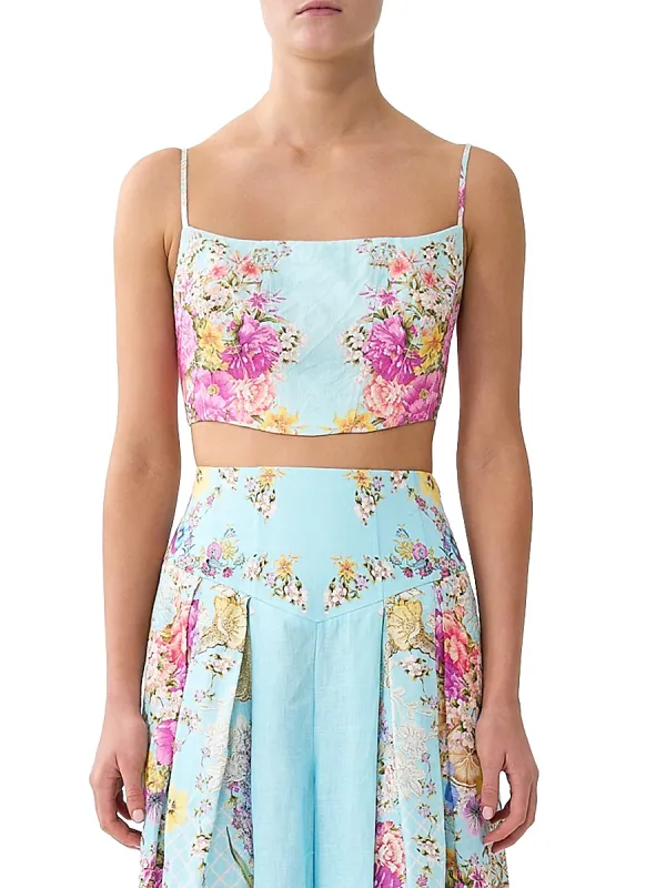 Floral Corset Linen Crop Top by Camilla