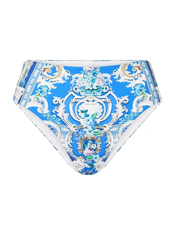 Ottoman-Print Mid-Rise Bikini Bottom