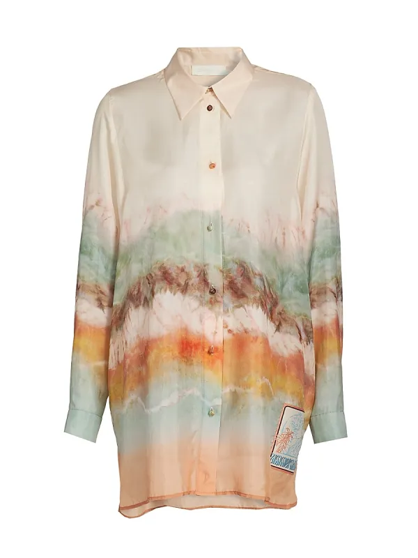 Daylight Gradient Print Silk Relaxed Shirt