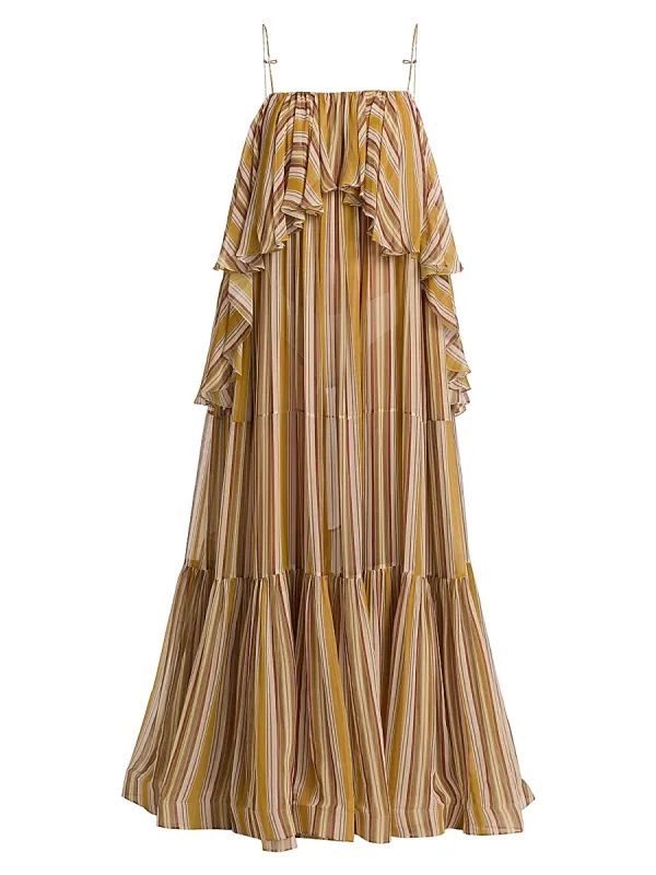 Bohemian Striped Tiered Maxi Dress by Zimmermann