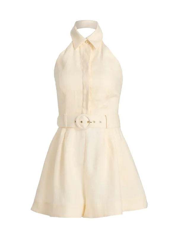 Awaken Halterneck Linen Romper by Zimmermann