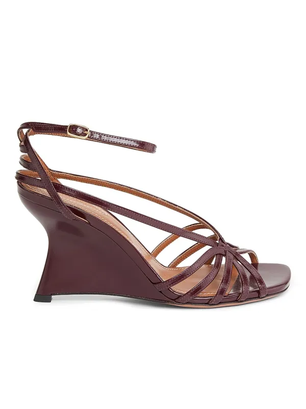 Aura 85MM Strappy Leather Wedge Sandals