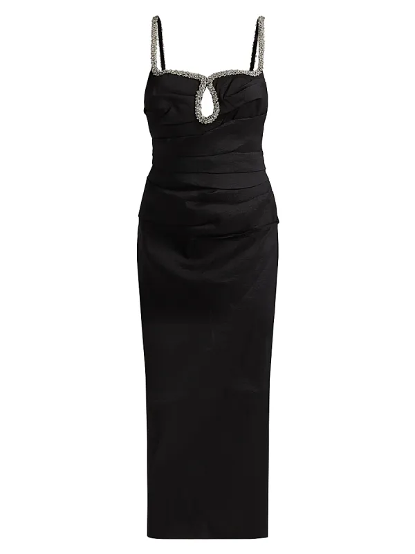 Astonhall Pleated Embellished-Trim Midi-Dress by Acler