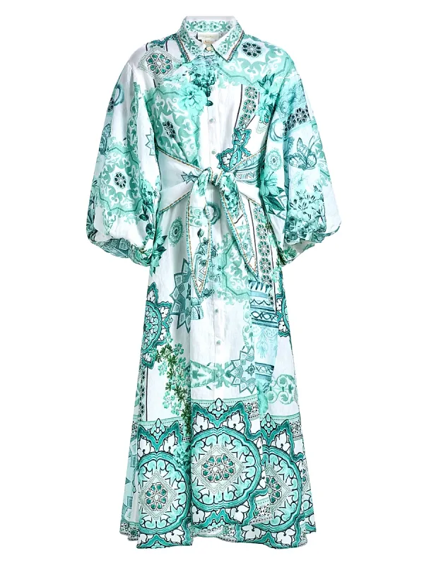 Bebé Linen Bubble-Sleeve Shirtdress by Camilla