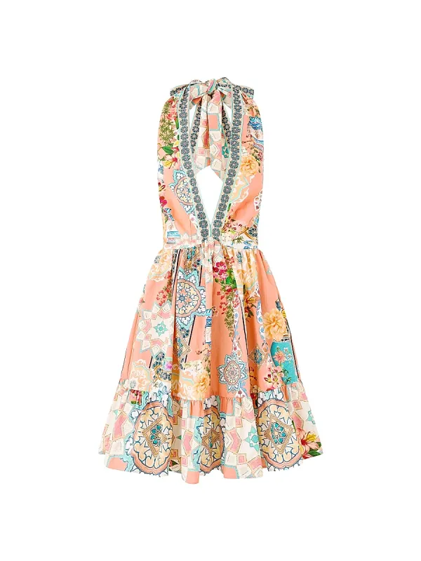 Printed Ruffled Halterneck Minidress by Camilla