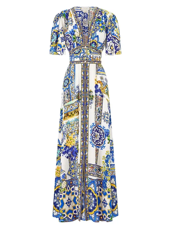 Printed Silk Maxi Dress