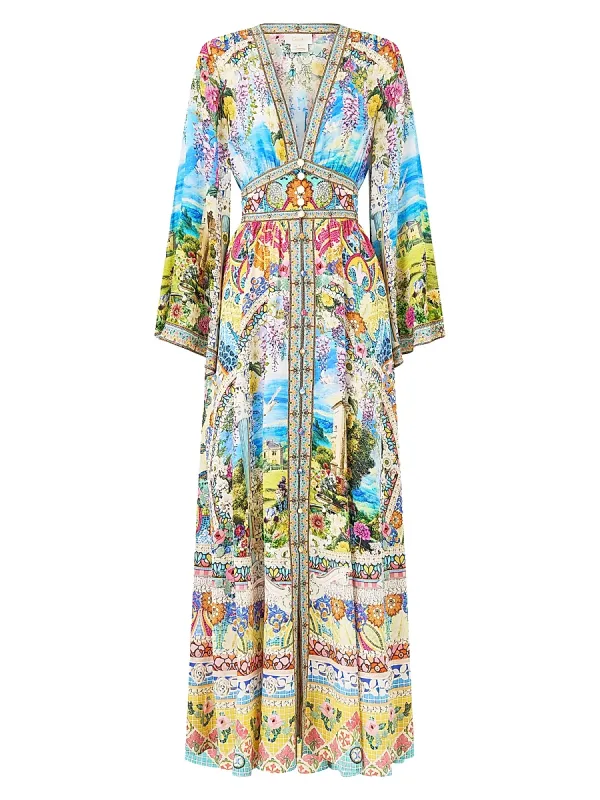 Shirred-Waist Maxi Dress