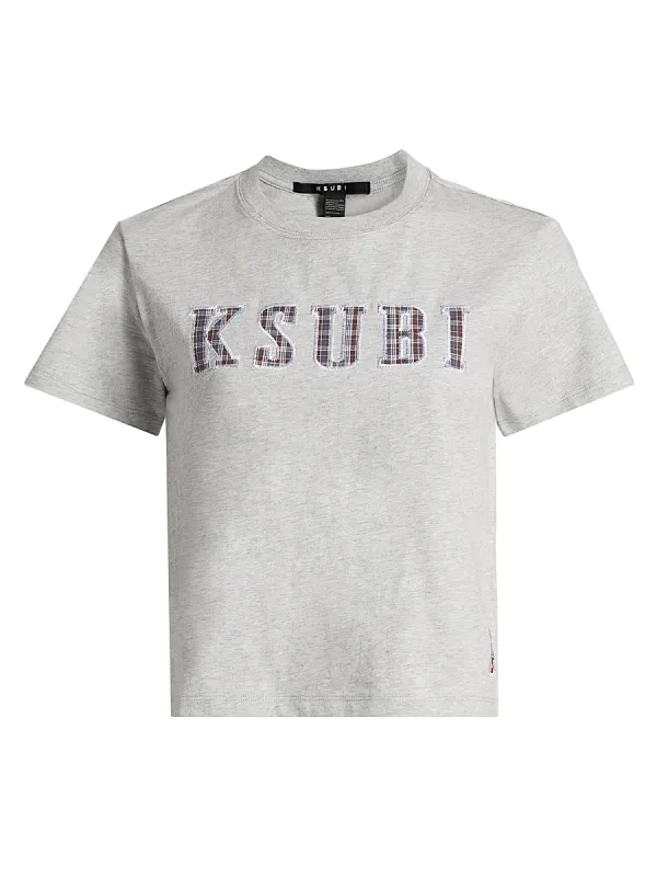 Plaid Logo Shrunken T-Shirt by Ksubi