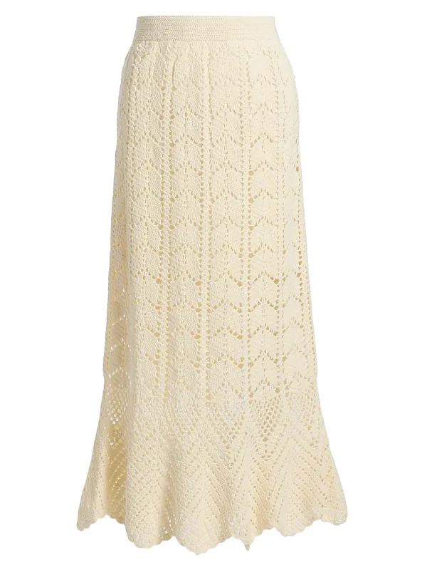 Awaken Lace Crochet Cotton Midi-Skirt