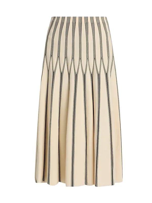 Striped Knit Midi-Skirt