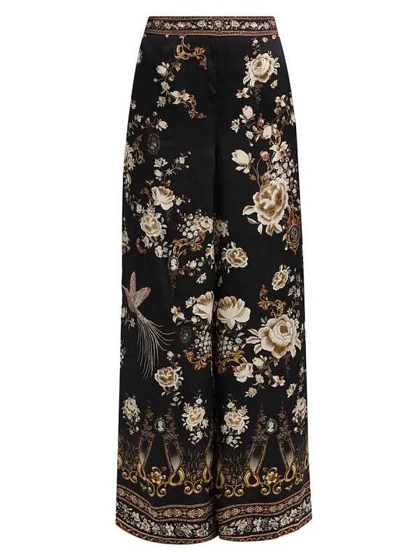 Floral Silk Straight-Leg Relaxed-Fit Trousers by Camilla