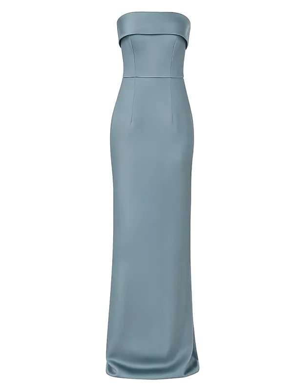 Rhea Bosphorus Fog Satin Column Gown