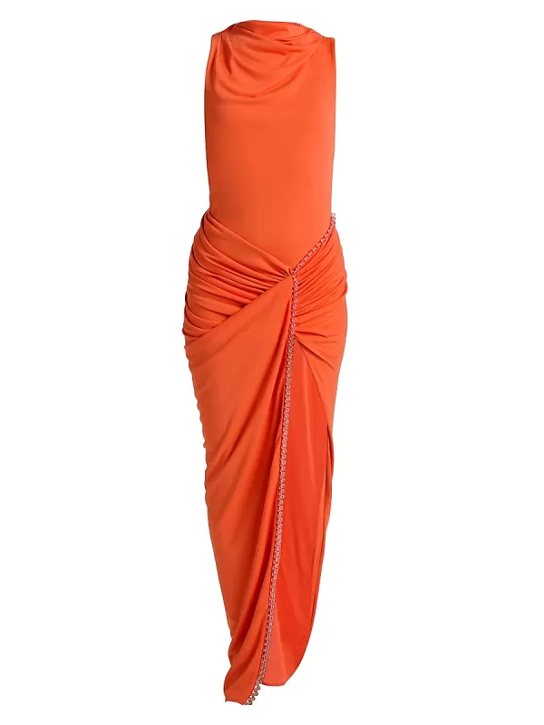 Rufayah Bead-Embellished Draped Maxi Dress
