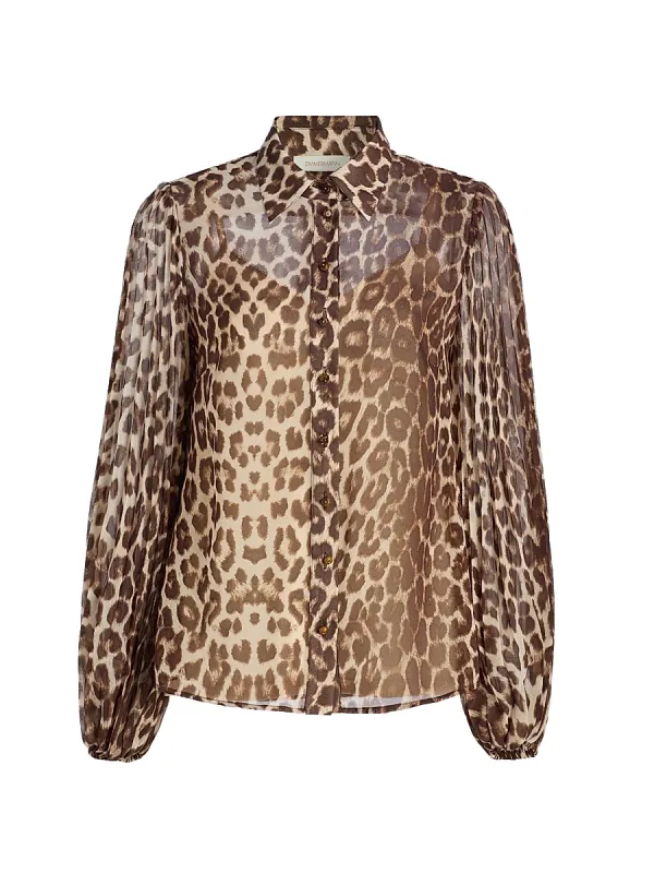 Chiffon Sunray Pleated Button-Front Shirt by Zimmermann