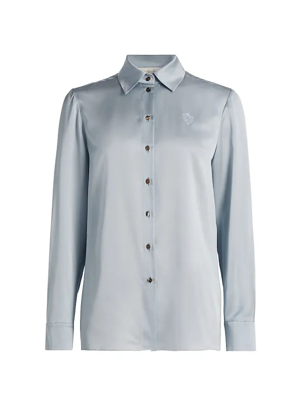 Luna Silk Satin Button-Front Shirt by Zimmermann