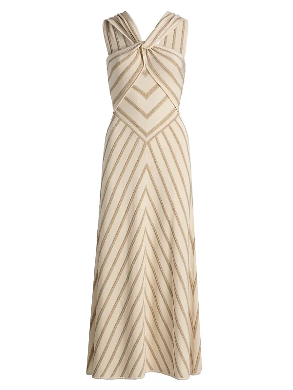 Luna Metallic Stripe A-Line Midi-Dress