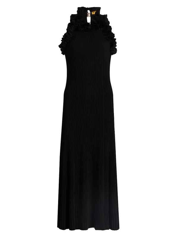 Luna Ruffle Compact Rib-Knit Midi-Dress by Zimmermann