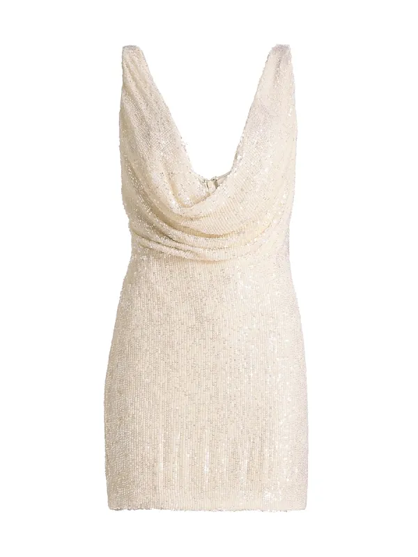 Lydia Sequined Cowlneck Minidress by The New Arrivals Ilkyaz Ozel