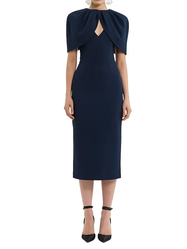 Xena Embellished Stretch-Crepe Cape Midi-Dress by Rebecca Vallance