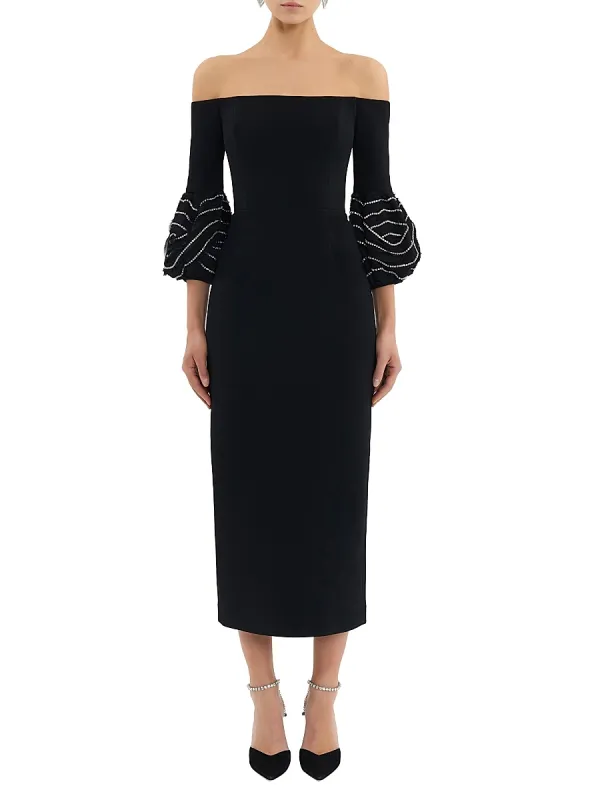 Bellatrix Embellished Off-The-Shoulder Midi-Dress by Rebecca Vallance