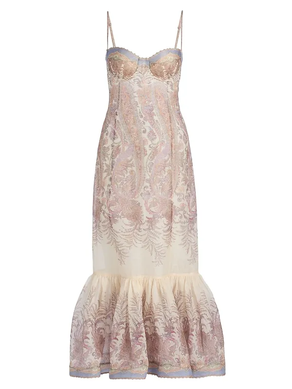 Alchemy Floral Paisley Linen-Silk Gown