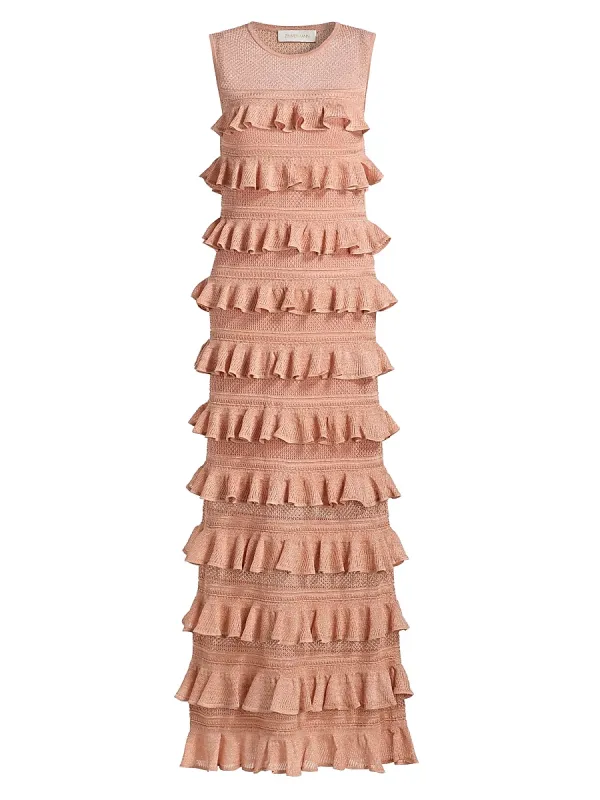 Luna Lace Frill Midi-Dress by Zimmermann