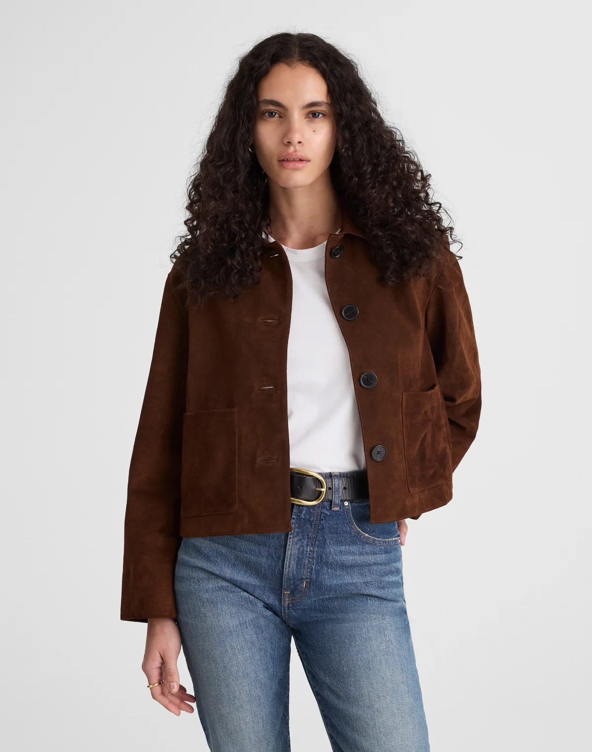 Boxy-Crop Jacket in Suede