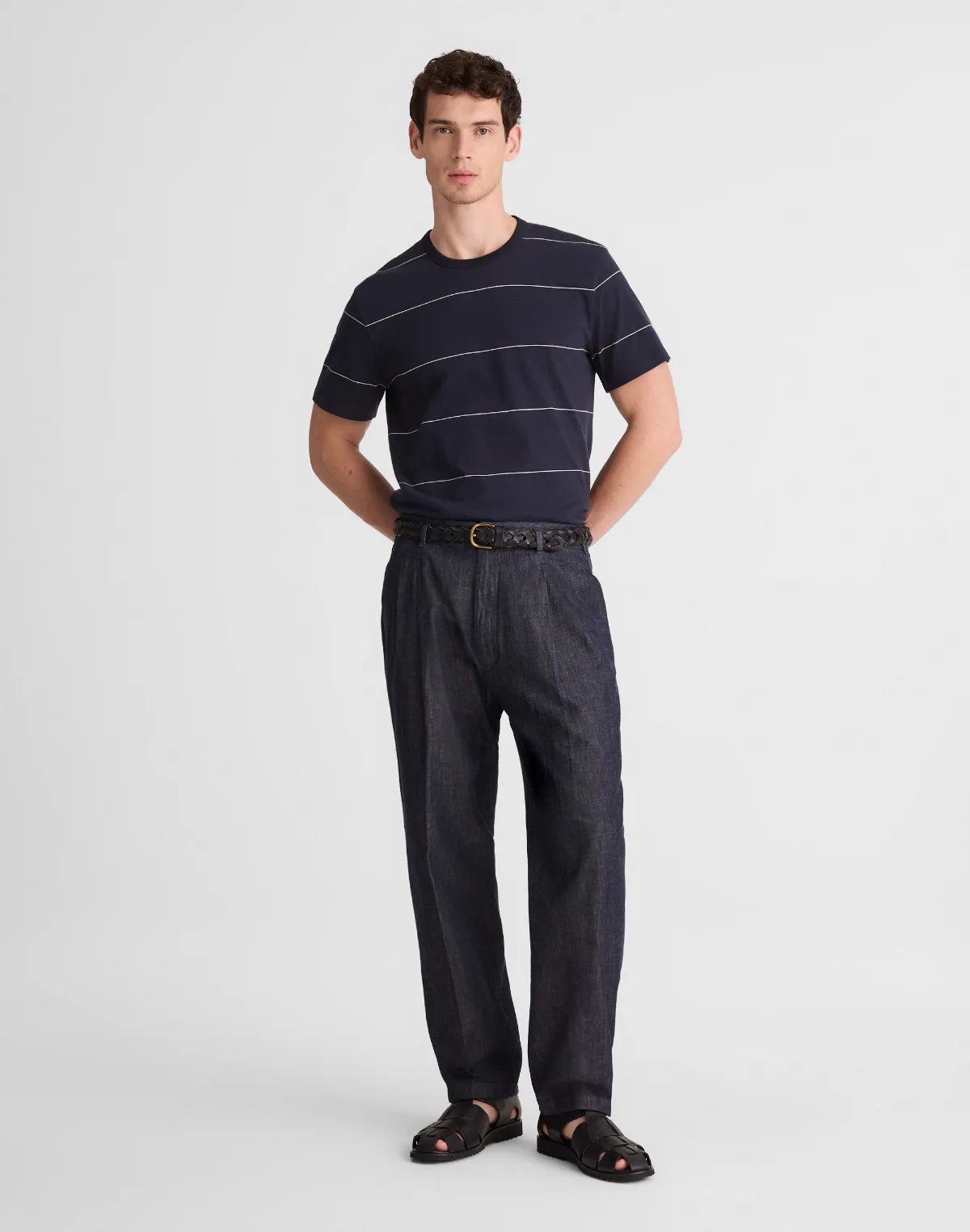 Denim Double-Pleated Trousers by MW