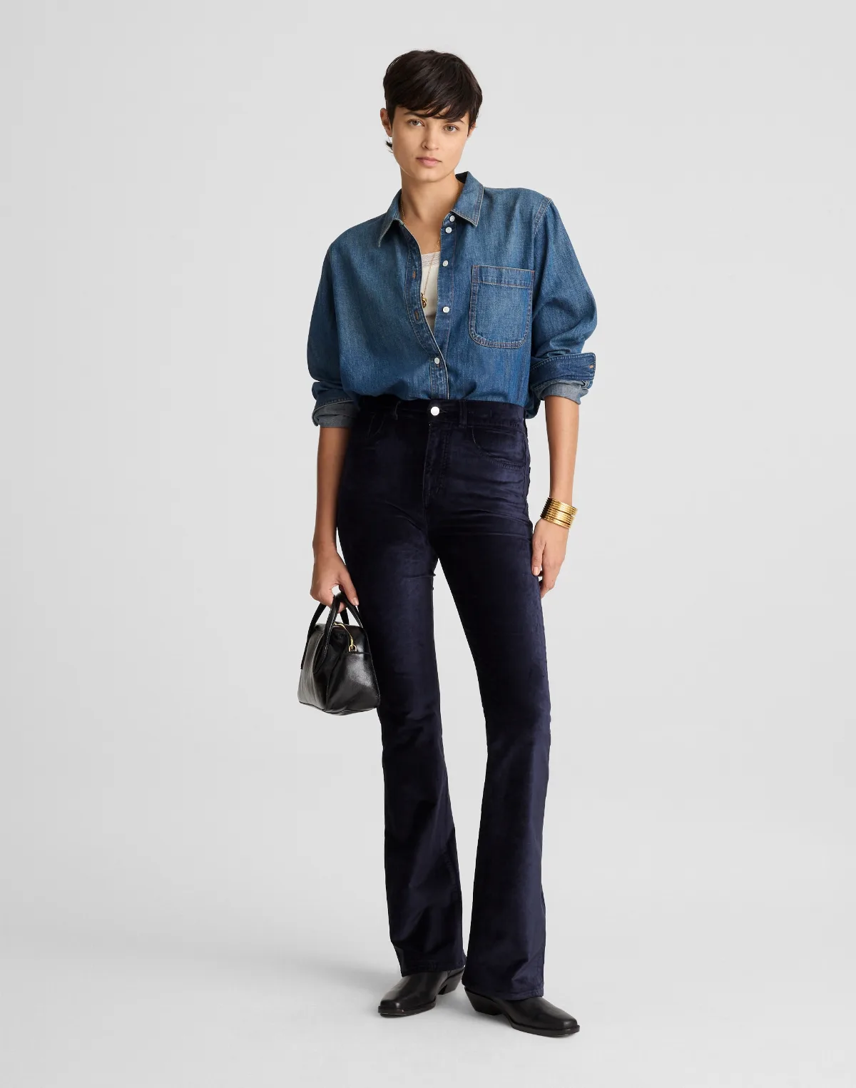 The Stretch Flare Pant in Velvet by MW