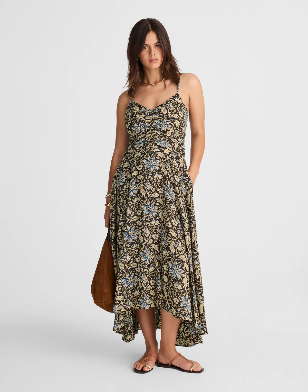 Ruched High-Low Slip Dress by MW