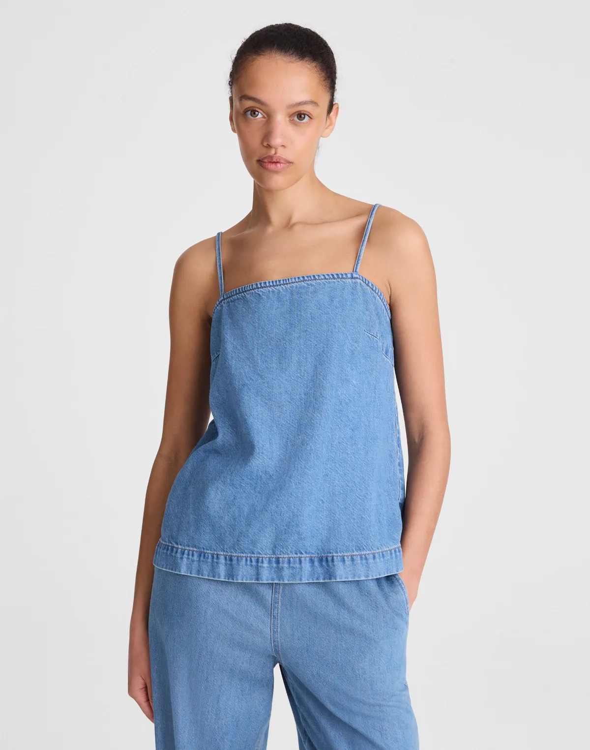 Airy Denim Squareneck Shell Top by MW