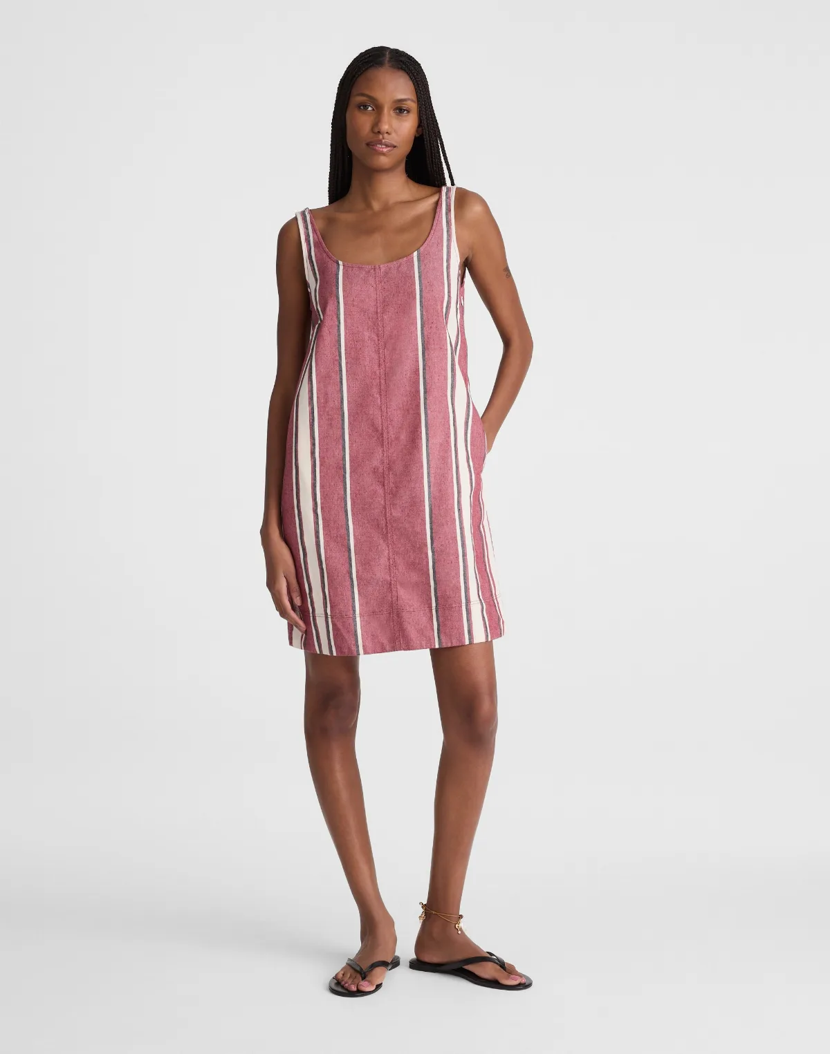Scoopneck Mini Shift Dress in 100% Linen by MW