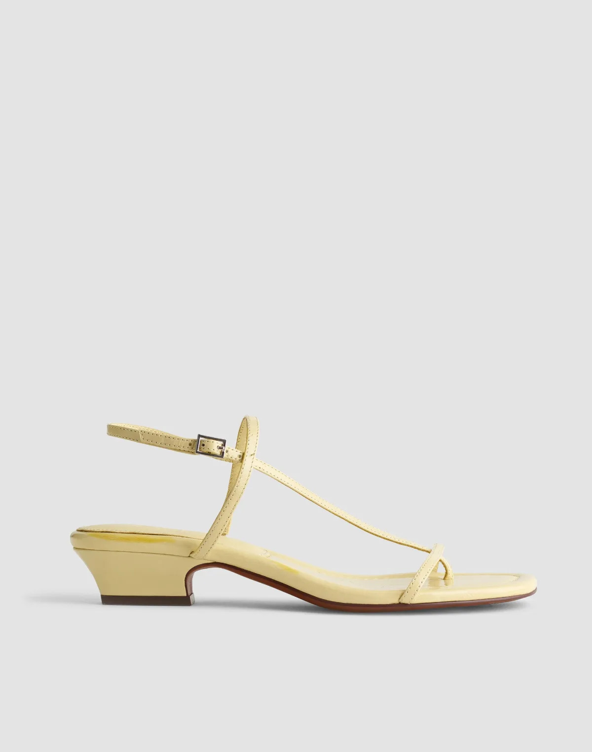 The Maycie Asymmetric T-Strap Sandal in Patent Leather by MW