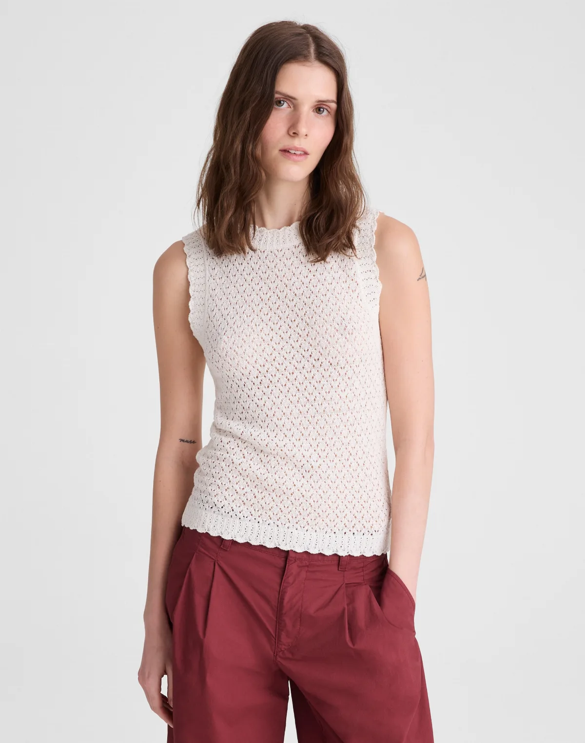 Pointelle Sleeveless Top by MW