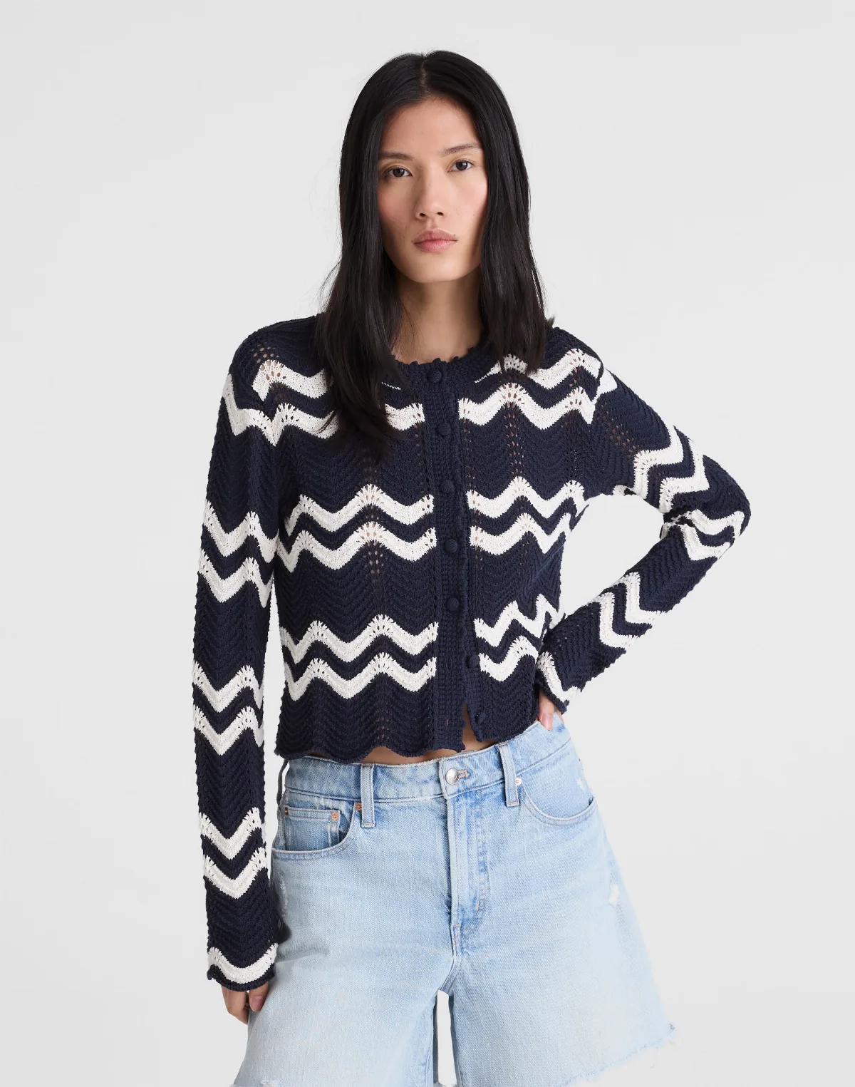 Wavy-Knit Cardigan by MW