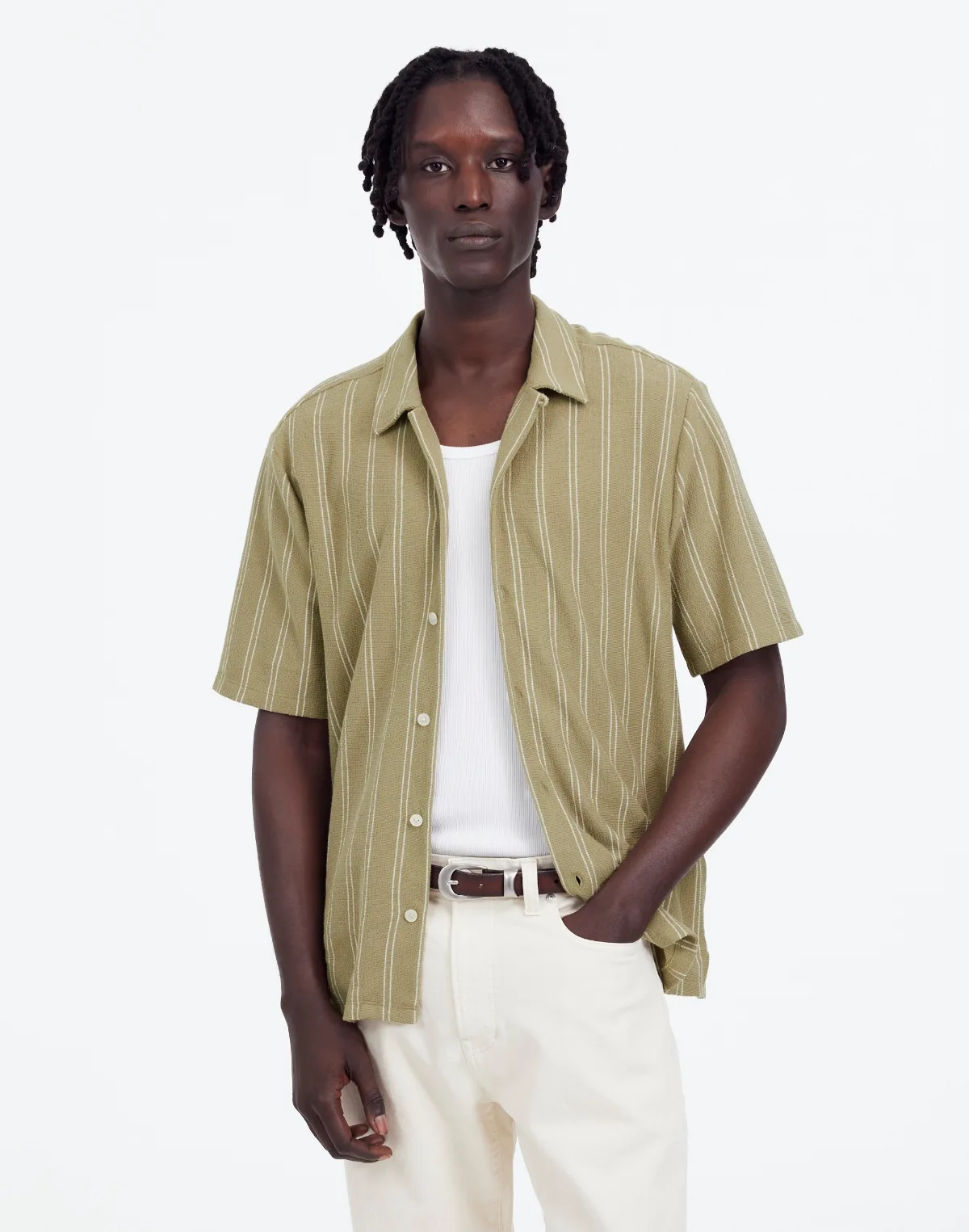 Textured Camp Collar Shirt by MW