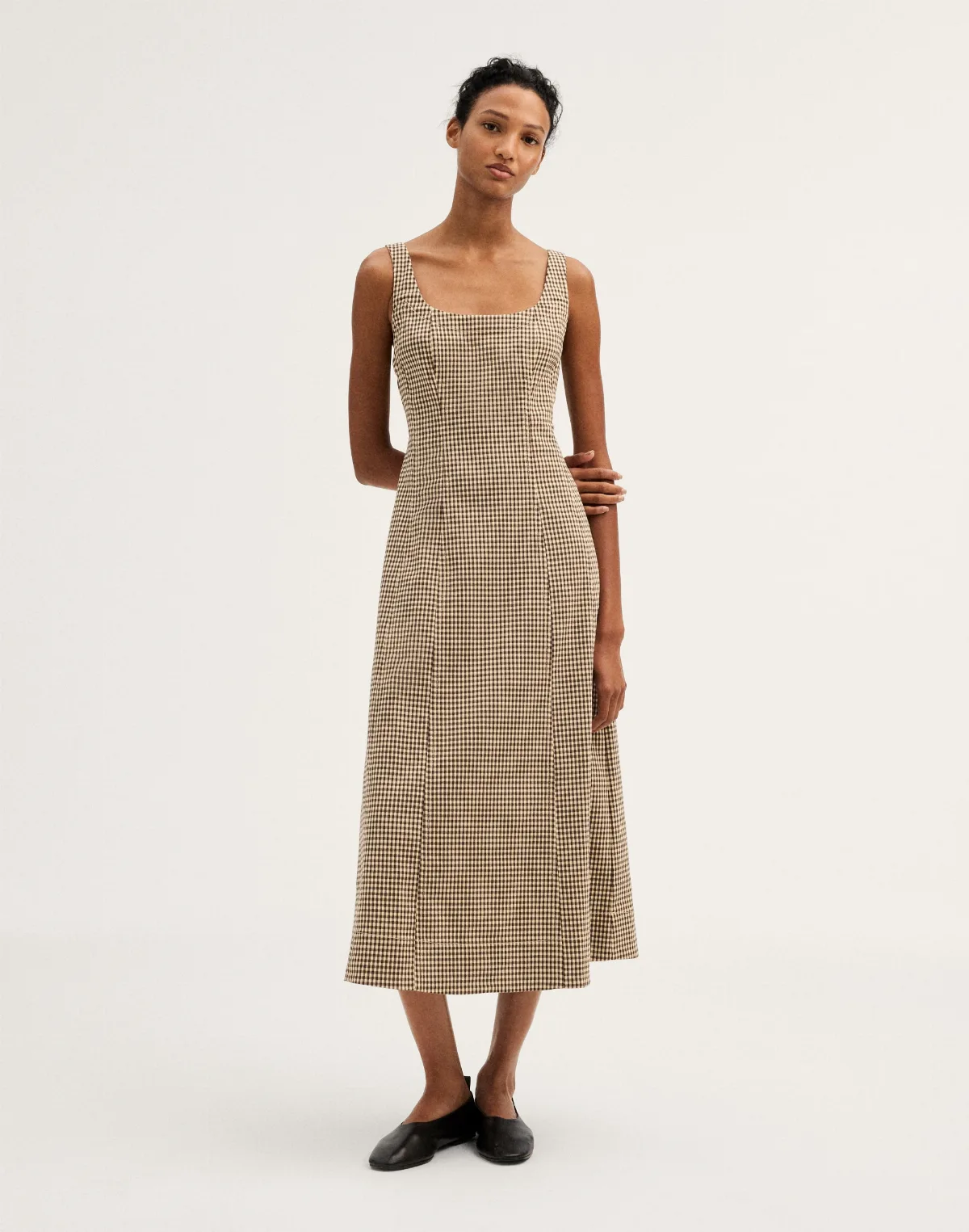 Seamed Scoopneck Midi Dress by MW