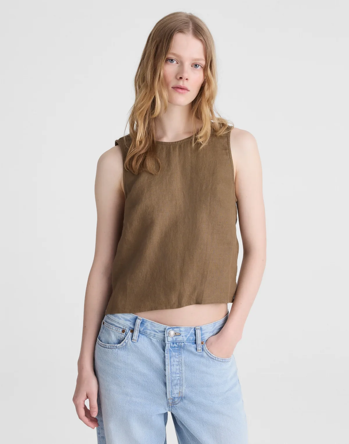 Tie-Back Shell Top in 100% Linen