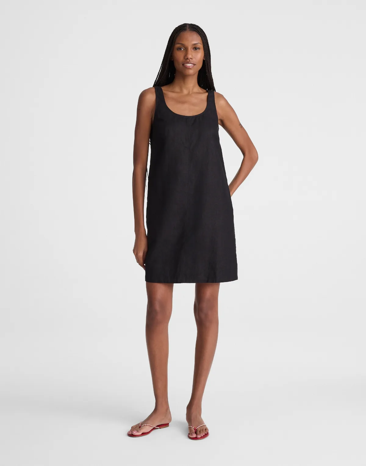 Scoopneck Mini Shift Dress in 100% Linen