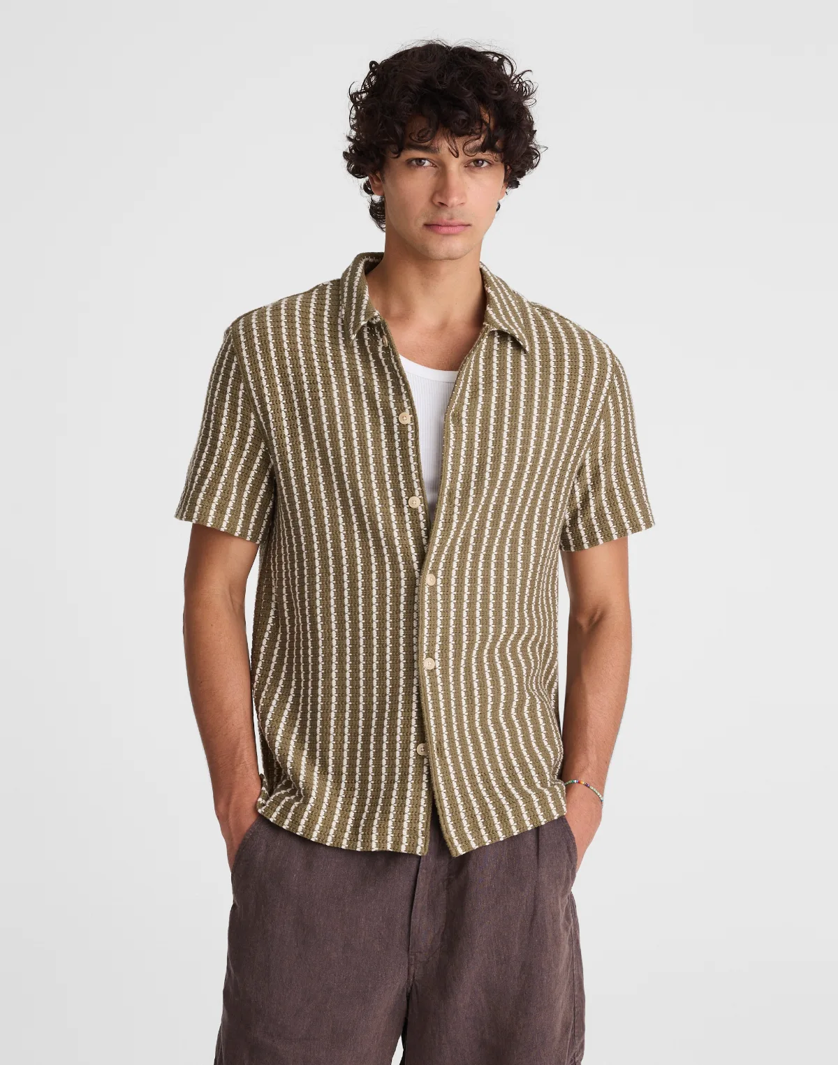 Textured-Knit Short-Sleeve Shirt