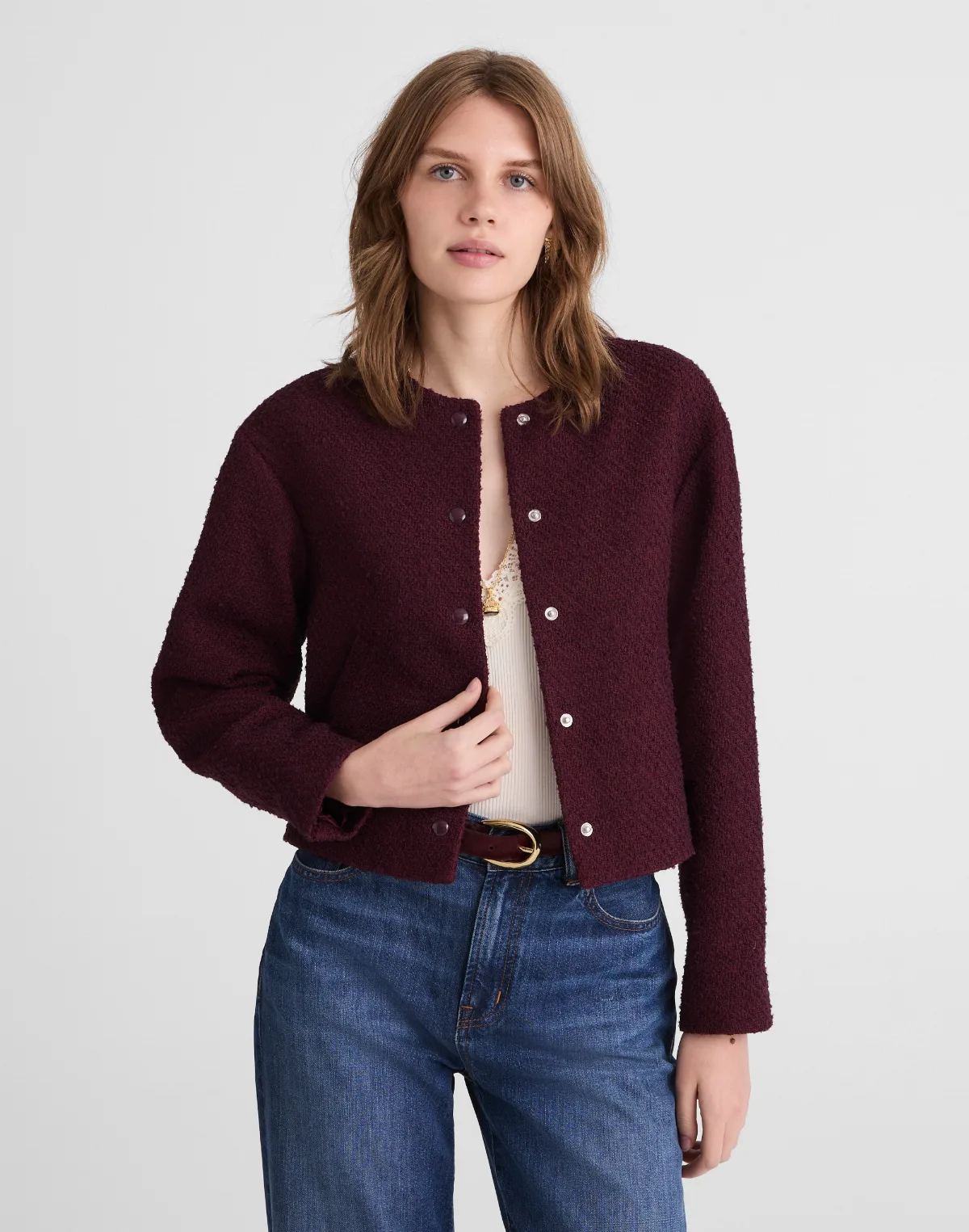 Tweed Collarless Jacket by MW