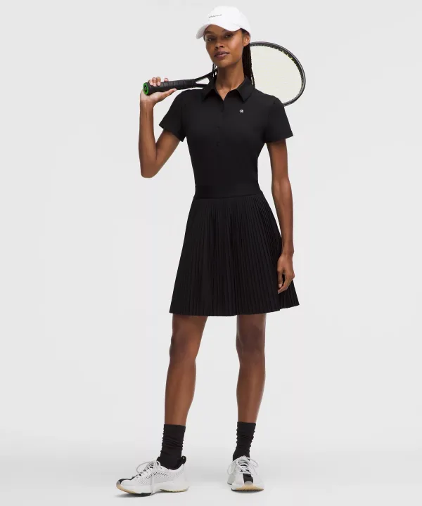 Pleated High-Rise Knee-Length Tennis Skirt