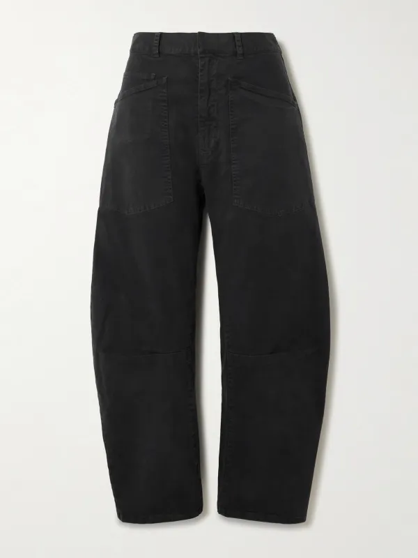 Shon Cotton-Blend Twill Barrel-Leg Pants