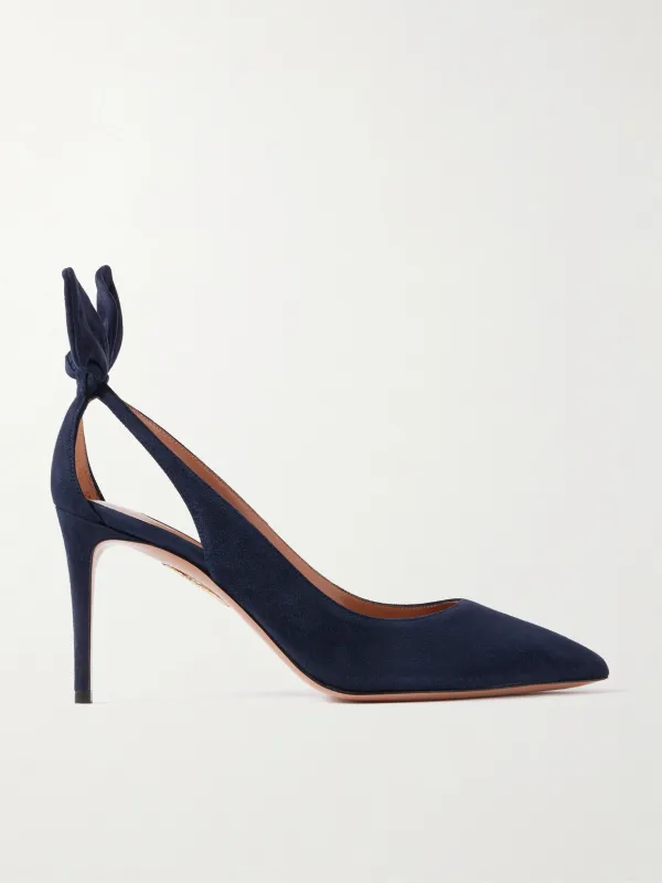 - Bow Tie 85 Suede Pumps - by Aquazzura